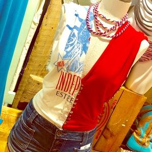 Custom Safety Pin T-Shirt Top Red + White